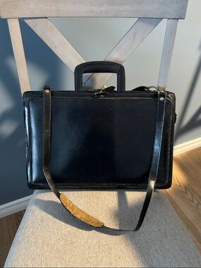 Black Leather Briefcase Shoulder Bag